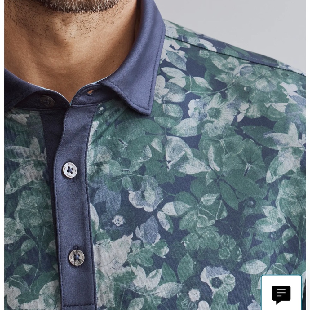 RHONE Golf Sport Polo Jungle Green Floral Camo - Picture 2 of 3